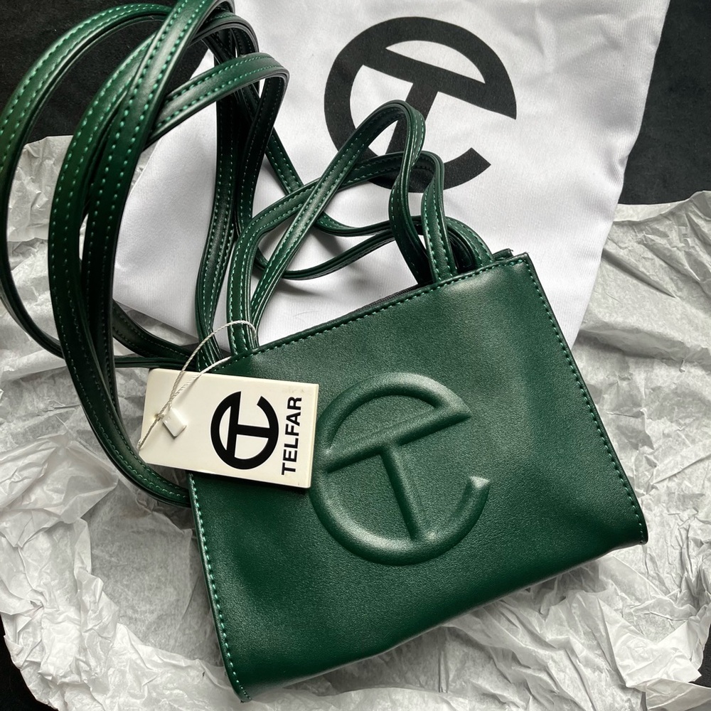 New NWT Telfar Mini olive green small crossbody handbag vegan